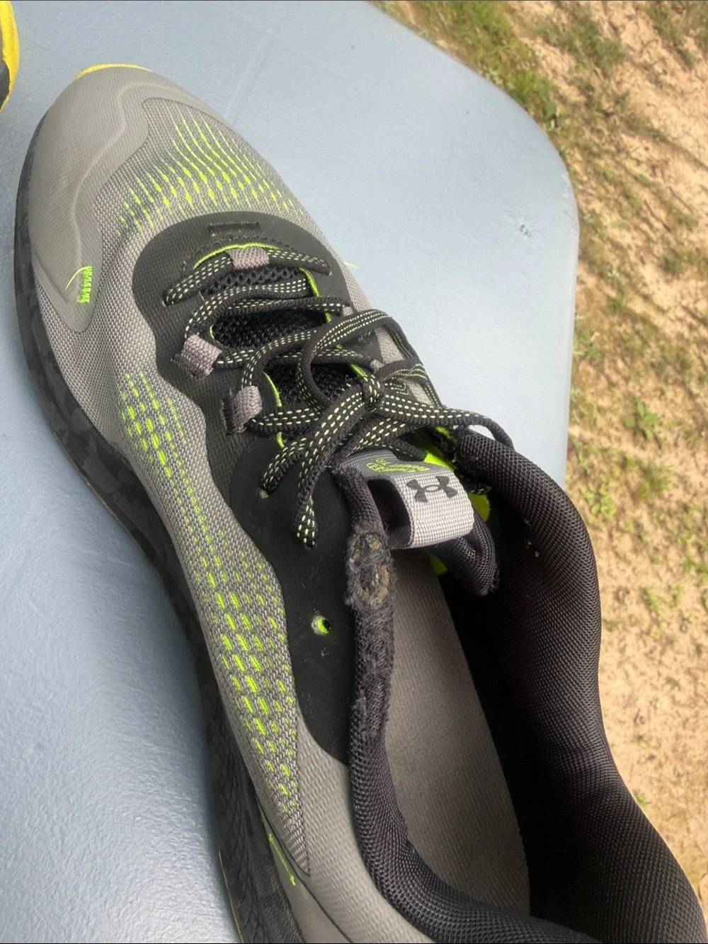 Under Armour Grey with Neon Yellow Accent Men's Running Sneakers